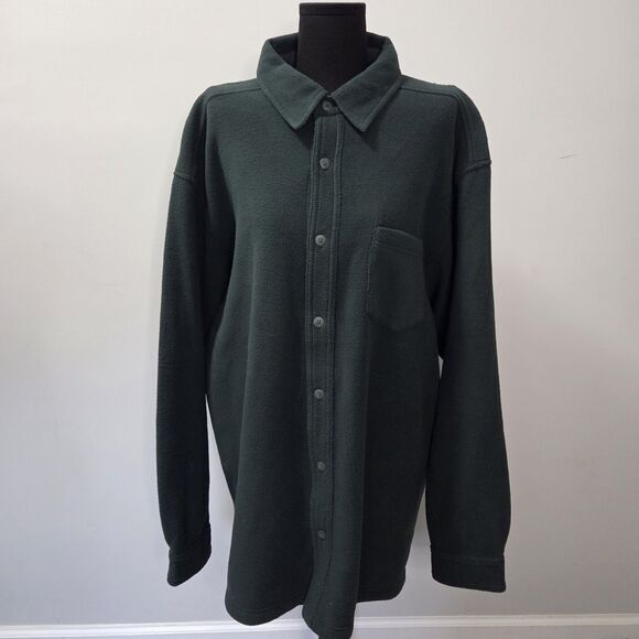 Vintage 90s Cherokee - Oversized Fleece shacket Unisex Green Outdoors Farm - Picture 2 of 9